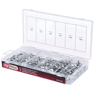 KS Tools 970.0150 Blind Rivets Assortment, 2.4-3.2-4-4.8, 400 Pcs