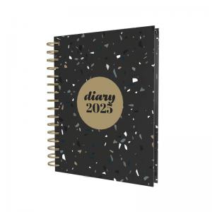 Collins Day To Page Diary Scandi Terrazzo Design A5 Black
