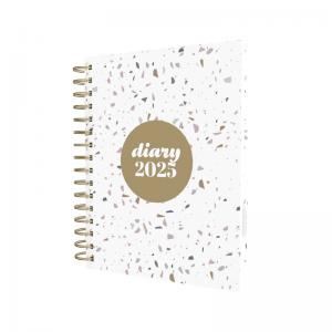 Collins Day To Page Diary Scandi Terrazzo Design A5 White