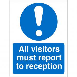 SECO Mandatory Safety Sign All Visitors Must Report to Reception Self