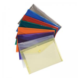 Office Envelope Stud Wallet Polypropylene A4 Translucent Assorted Pack