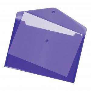Office Envelope Stud Wallet Polypropylene A4 Translucent Purple Pack 5