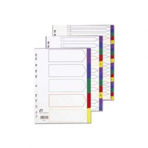 Office Index A-Z 20-Part Polypropylene Multipunched Multicolour Tabs