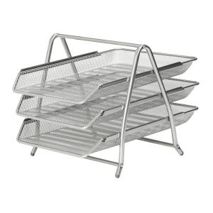 Office Mesh Letter Tray 3 Tier Scratch Resistant Stackable Front Load