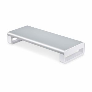 StarTech.com Ergonomic Monitor Riser Stand, Up to 33lb/15kg, Fixed height 3.5in/9cm, Desktop Computer Monitor/Laptop Riser, Steel Platform, Quick