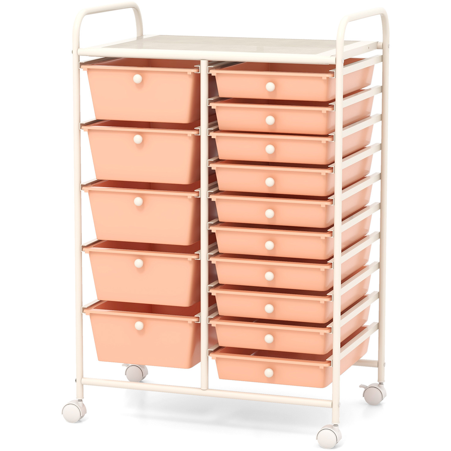 15 Drawers Storage Trolley - Pink