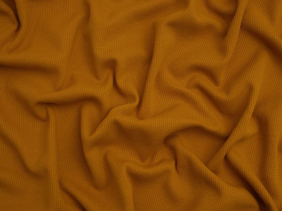 Minerva Core Range Mini Waffle Textured Stretch Knit Fabric Ochre