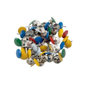 Office Drawing Pins Coloured Head Assorted Box 100 937106