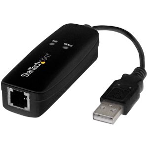 StarTech.com USB 2.0 Fax Modem - 56K External Hardware Dial Up V.92 Modem/ Dongle/Adapter - Computer/Laptop Fax Modem - USB to - Network Fax/CMR/POS