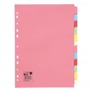 12-Part Subject Divider A4 Rcyc Card Assorted 330925 FS330925