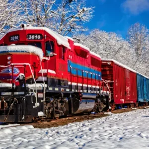 Bluebird Puzzle Puzzle Red Train In The Snow - 1500 pieces