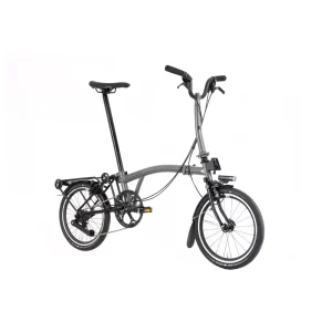 Brompton P-Line Urban Folding Bike With Rack and Lights 2022 Storm Grey