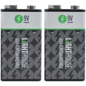 Lighthouse USB-C Rechargeable Li-ion 9v Battery