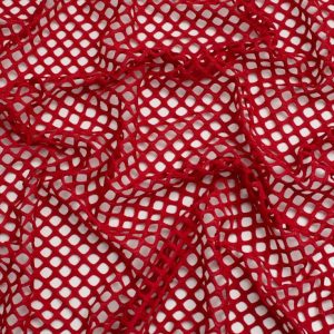 Minerva Core Range Chunky Fish Net Mesh Fabric Red