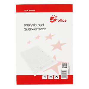 Office Analysis Pad QueryAnswer 53 Weeks A4 White 938596
