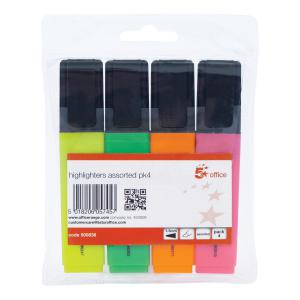 Office Highlighter Chisel Tip 1-5mm Line Wallet Assorted Pack 4 500836