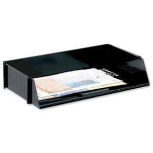 Office Letter Tray Wide Entry High-impact Polystyrene Stackable Black