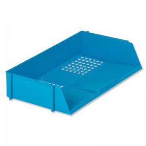 Office Letter Tray Wide Entry High-impact Polystyrene Stackable Blue