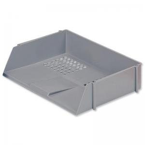Office Letter Tray Wide Entry High-impact Polystyrene Stackable Grey