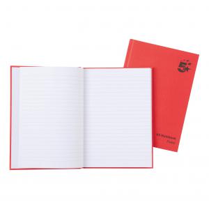 Office Manuscript Notebook Casebound 70gsm Ruled 192pp A5 Red Pack 5