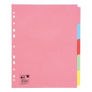 Office Subject Dividers 5-Part Recycled Card Multipunched 155gsm Extra