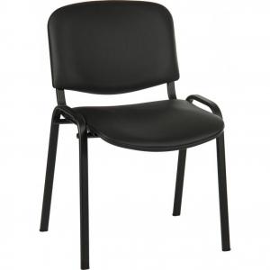 Teknik Office Conference Black PU Fabric Stackable Fully Assembled