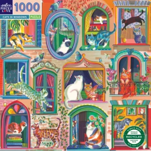 eeBoo Puzzle Cats In Windows - 1000 pieces