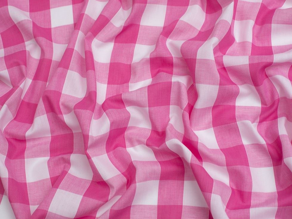 Minerva Core Range 1 inch Check Gingham Fabric Pink