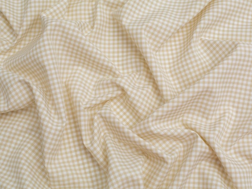 Minerva Core Range 1/8 inch Check Gingham Fabric Beige