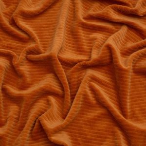 Minerva Core Range 8 Wale Velour Rib Stretch Knit Cord Fabric Rust