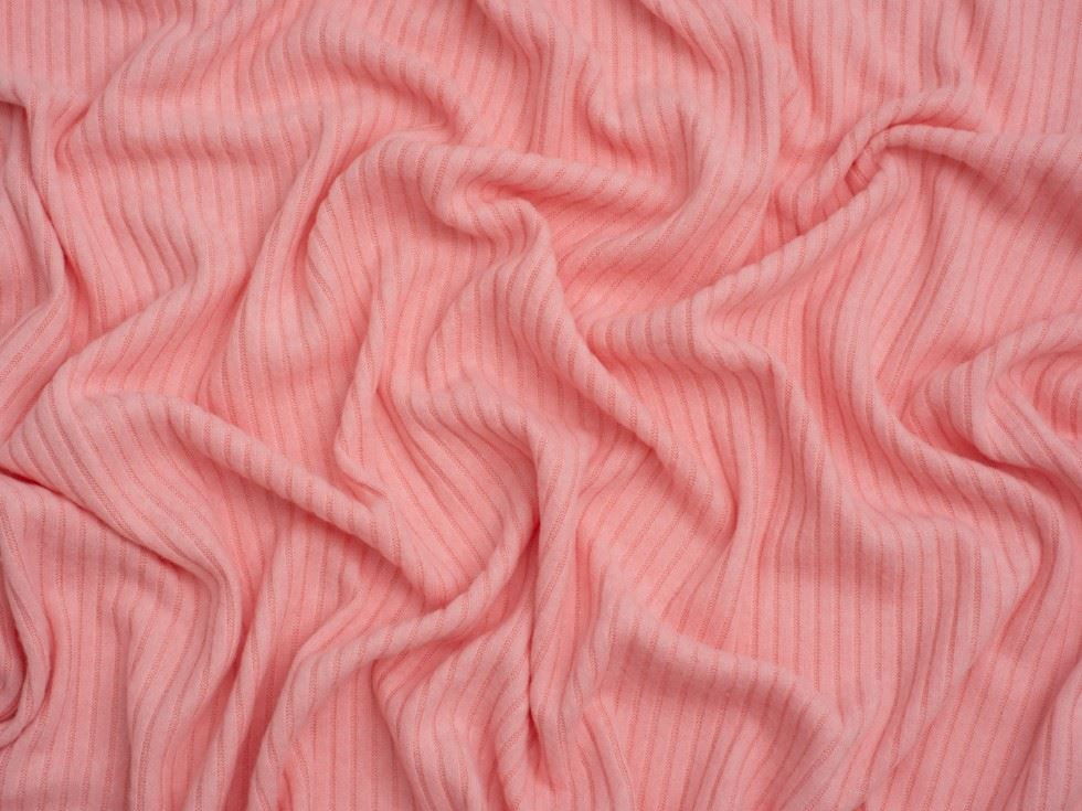 Minerva Core Range Brushed Texture Rib Stretch Knit Fabric Pink