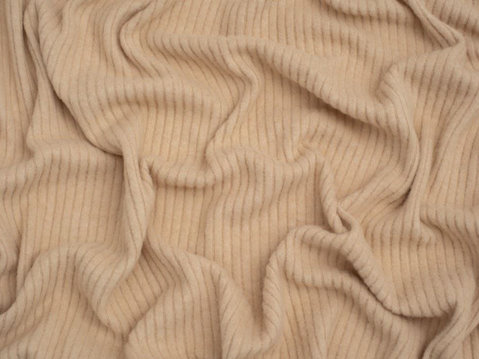 Minerva Core Range Brushed Texture Rib Stretch Knit Fabric Sand