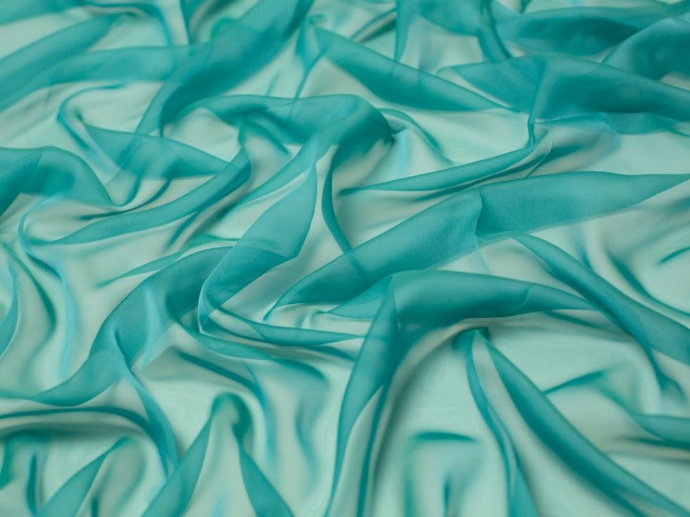Minerva Core Range Cationic Sheer Chiffon Fabric Turquoise