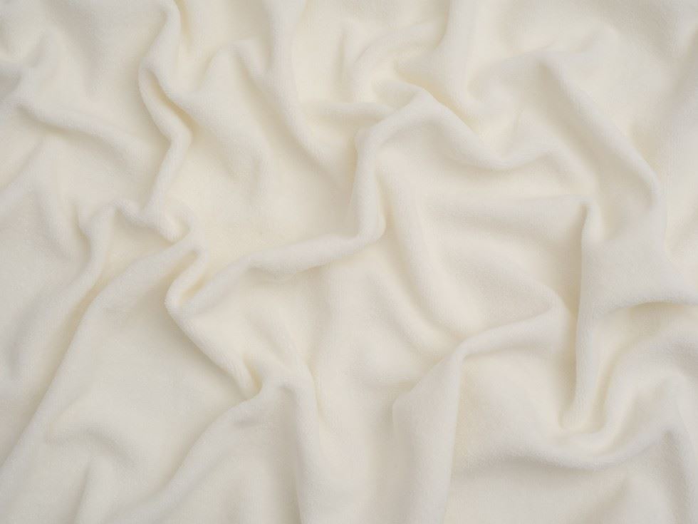 Minerva Core Range Cotton Velour Stretch Knit Fabric Soft Cream
