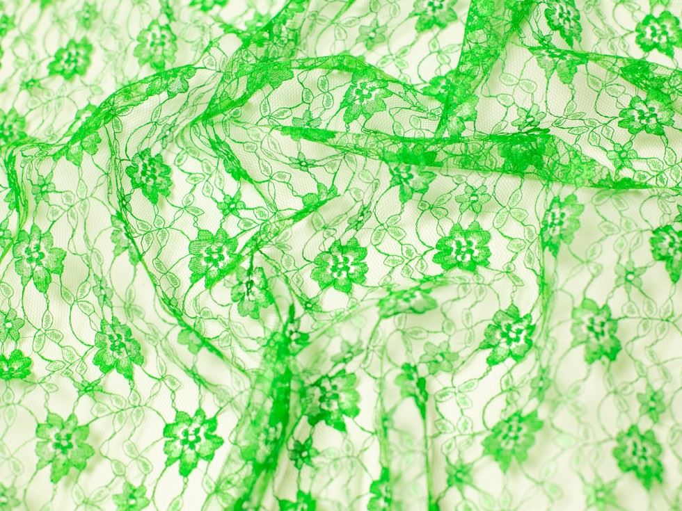 Minerva Core Range Delicate Lace Fabric Emerald Green