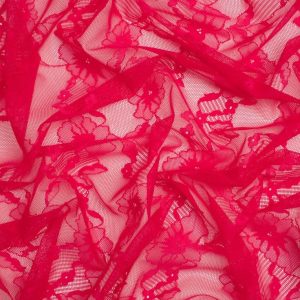 Minerva Core Range Stretch Floral Lace Fabric Raspberry Pink