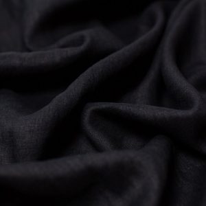 Minerva Core Range Washed Slub 100% Linen Fabric Black