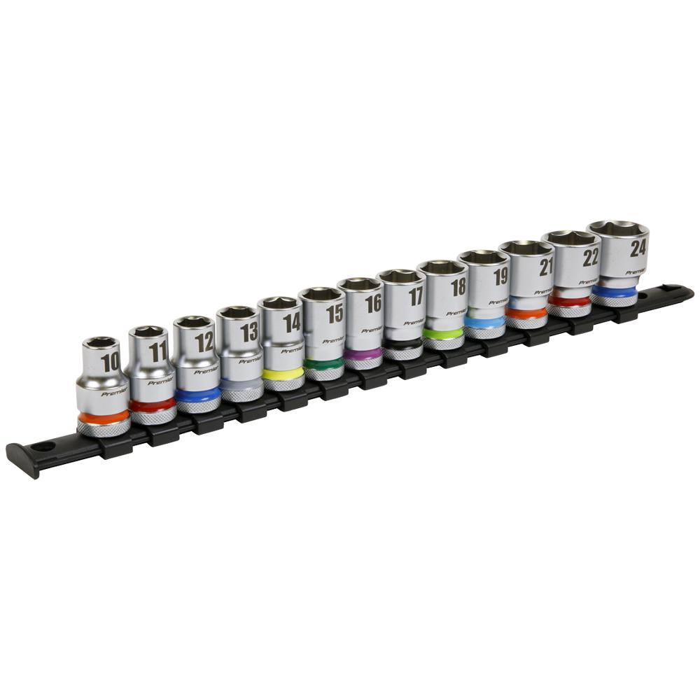 Sealey 13 Piece 1/2" Drive Colour Coded Hexagon Socket Set 1/2"