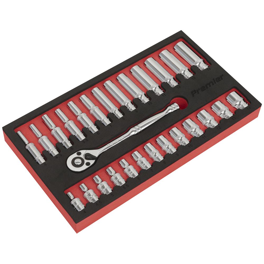 Sealey 27 Piece 1/4" Drive Socket Set in Foam Module 1/4"