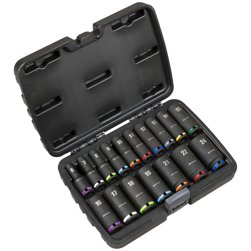 Sealey Premier 17 Piece 3/8" Drive Deep Impact Socket Set 3/8"