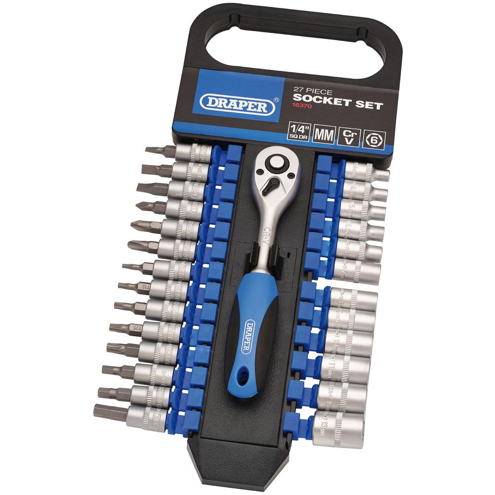 Draper 27 Piece 1/4" Drive Hex Socket and Socket Bit Set Metric 1/4"
