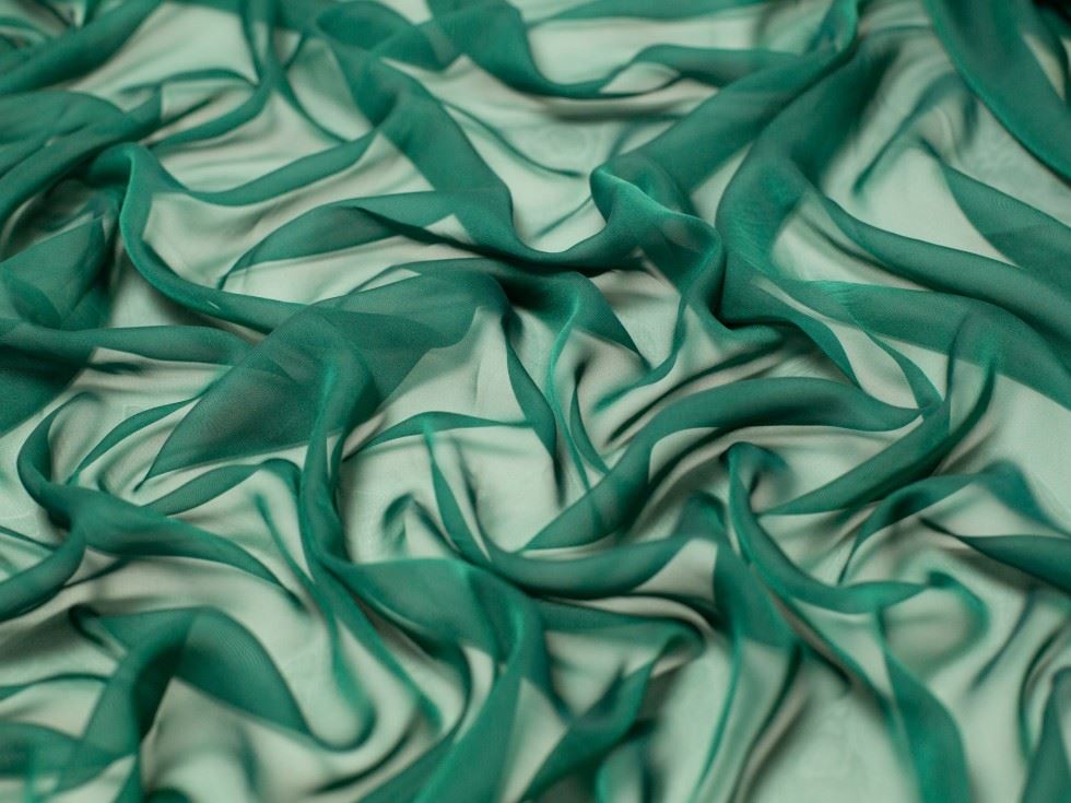 Minerva Core Range Cationic Sheer Chiffon Fabric Bottle Green