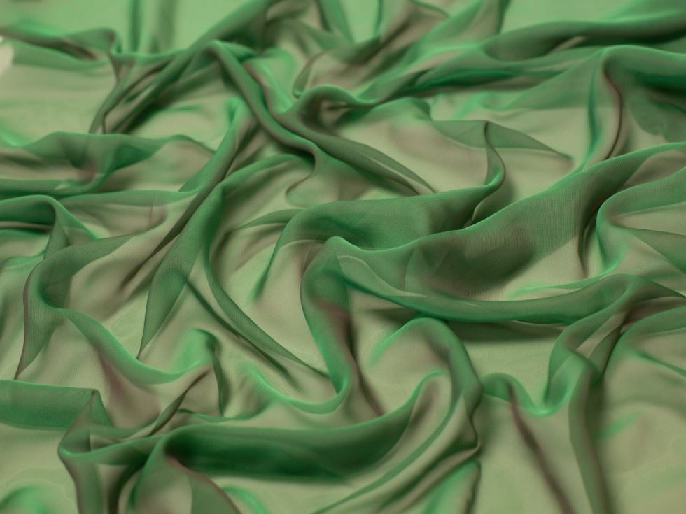 Minerva Core Range Cationic Sheer Chiffon Fabric Emerald Green