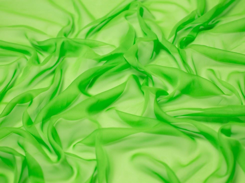 Minerva Core Range Cationic Sheer Chiffon Fabric Lime Green
