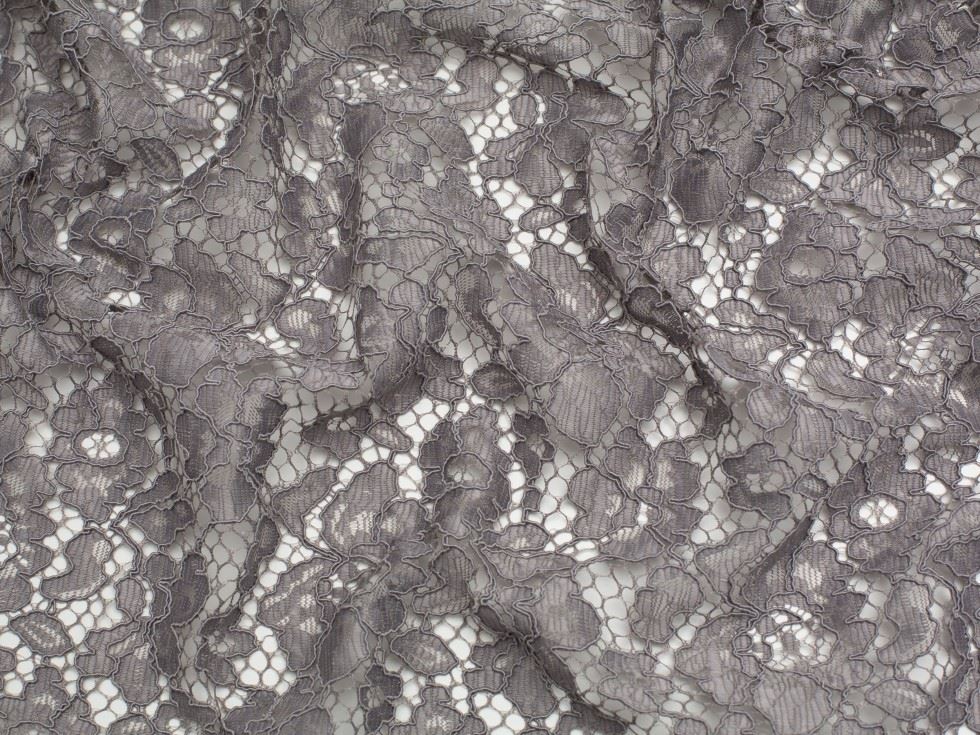 Minerva Core Range Corded Lace Fabric Silver Grey