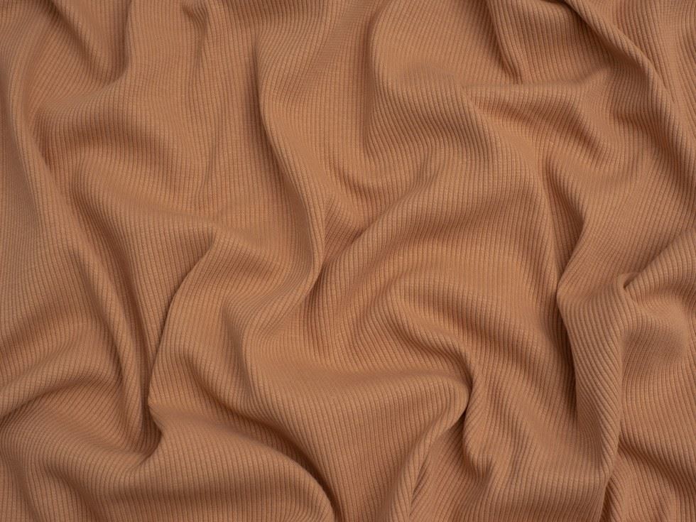 Minerva Core Range Heavy Cotton Rib Stretch Knit Fabric Light Rust